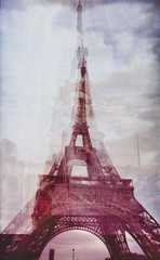 Digital Composite Image Of Eiffel Tower Against Sky