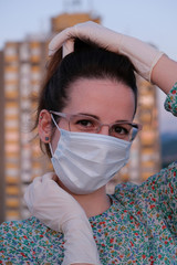 young woman with mask