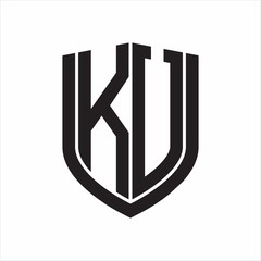 KV Logo monogram with emblem shield design isolated on white background