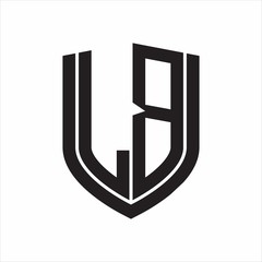 LB Logo monogram with emblem shield design isolated on white background