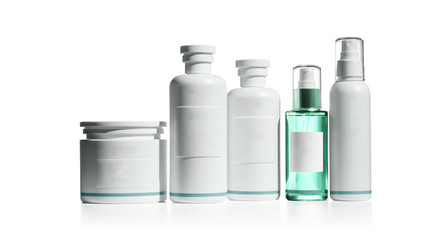 cosmetic bottles isolated on white 