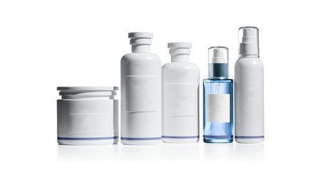 cosmetic bottles isolated on white 