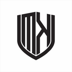 MK Logo monogram with emblem shield design isolated on white background
