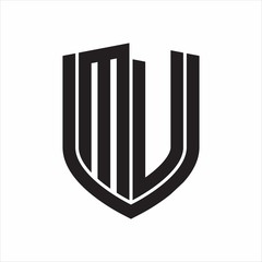 MU Logo monogram with emblem shield design isolated on white background