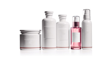 cosmetic bottles isolated on white 