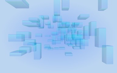 Blue and purple abstract digital and technology background. The pattern with repeating rectangles. 3D illustration