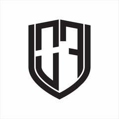 OF Logo monogram with emblem shield design isolated on white background