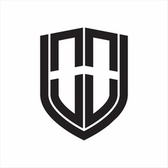 OO Logo monogram with emblem shield design isolated on white background