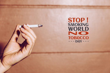 Human refusing cigarettes concept for quitting smoking and healthy lifestyle.