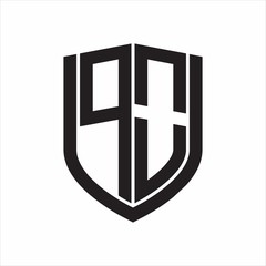 PO Logo monogram with emblem shield design isolated on white background