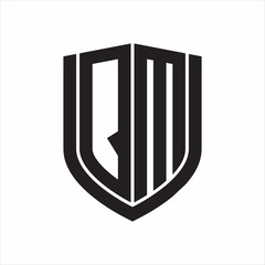 QM Logo monogram with emblem shield design isolated on white background