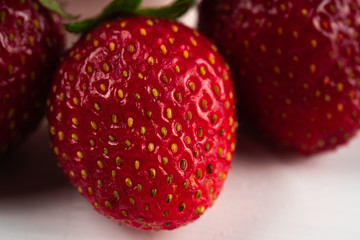 Close-up macro photo of fresh strawberries