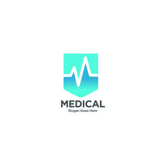 Medical shield protection logo isolate vector. Health Protection With Shield Logo Design Vector Template For Medical Or Insurance Company.