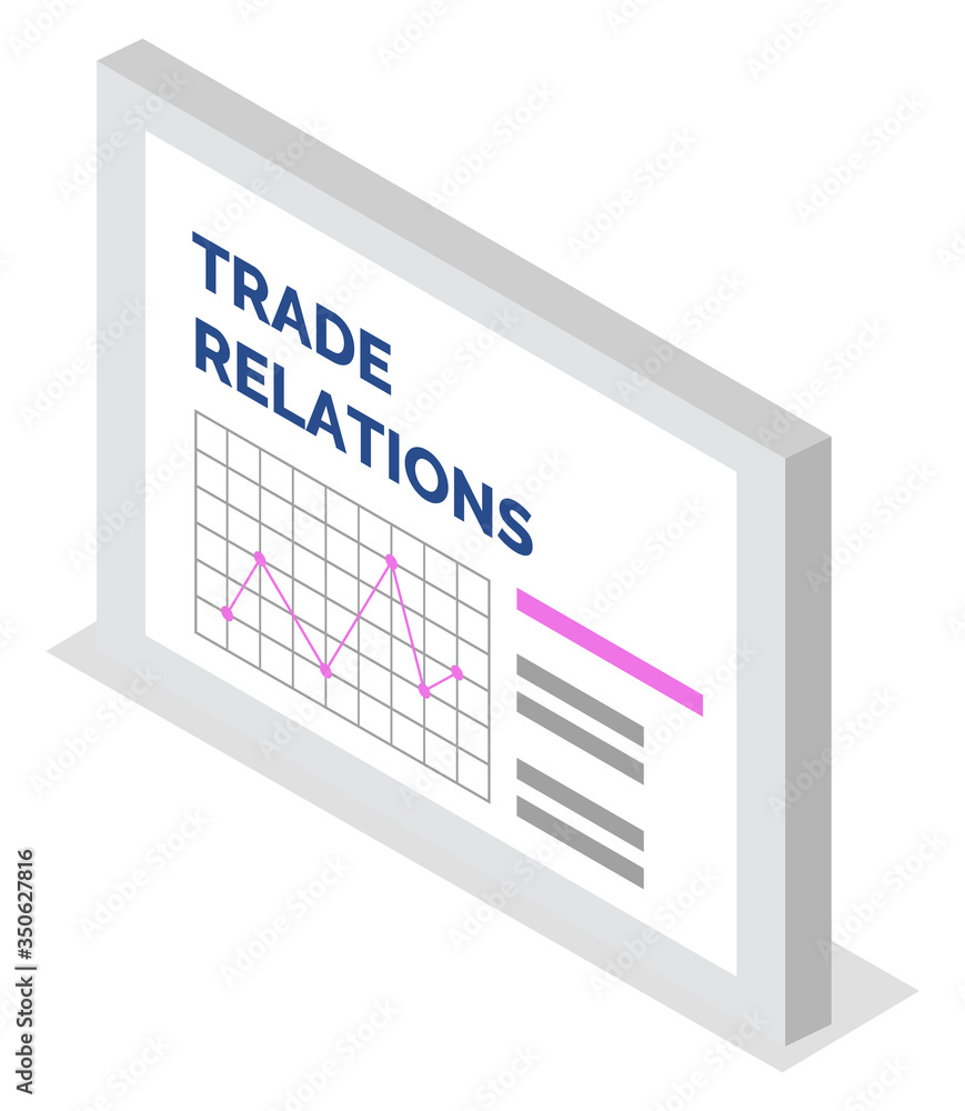 Poster trade relations presentation board with graph report. data analysis growth statistic of rising chart