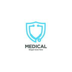 Medical shield protection logo isolate vector. Health Protection With Shield Logo Design Vector Template For Medical Or Insurance Company.