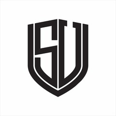 SV Logo monogram with emblem shield design isolated on white background