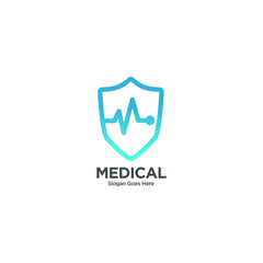 Medical shield protection logo isolate vector. Health Protection With Shield Logo Design Vector Template For Medical Or Insurance Company.