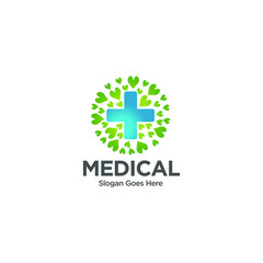 Fototapeta premium Medical pharmacy logo design template. Healthy Care Vector Logo Template. Medical health care logo design template