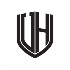 VH Logo monogram with emblem shield design isolated on white background