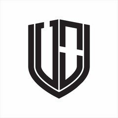 VO Logo monogram with emblem shield design isolated on white background