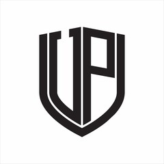 VP Logo monogram with emblem shield design isolated on white background