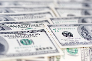 US dollars, banknotes of hundred dollar bills, closeup	