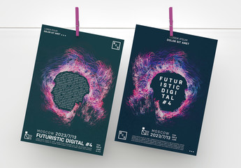 Event Flyers Layout on Abstract Colorful Background