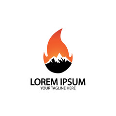 Mountain fire logo vector, mountain vector, fire vector, simple mountain logo design, fire simple design