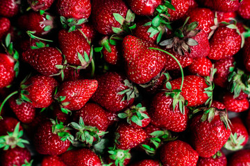 Strawberry closeup on a wooden table