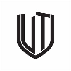 UT Logo monogram with emblem shield design isolated on white background