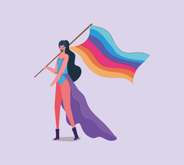girl with costume and lgtbi flag vector design