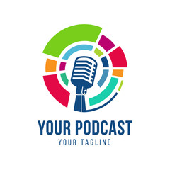 Podcast logo design - obrazy, fototapety, plakaty