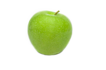 Green Apple on an isolated white background. Proper nutrition. Diet.