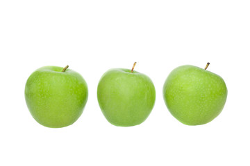 Green Apple on an isolated white background. Proper nutrition. Diet.