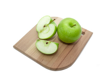 Green Apple on an isolated white background. Proper nutrition. Diet.
