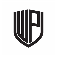WP Logo monogram with emblem shield design isolated on white background