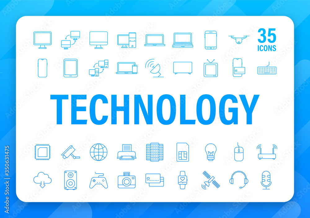 Aufkleber technology icon on white background. information technology. digital communication. device icon. glo