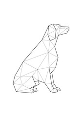 Low poly illustrations of dogs. English Setter sitting.