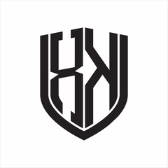 XK Logo monogram with emblem shield design isolated on white background