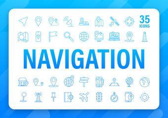 Navigation and Map line icons set. Vector stock illustration.