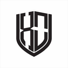 XO Logo monogram with emblem shield design isolated on white background