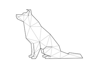 Low poly illustrations of dogs. Border Collie sitting.