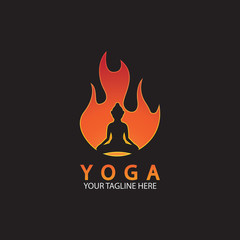 yoga fire logo icon design template