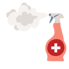 Anti-Bacterial Sanitizer spray, Hand Sanitizer Dispenser, infection control concept. Sanitizer to prevent colds, virus, Coronavirus, flu. Alcohol spray. Flat vector illustration.