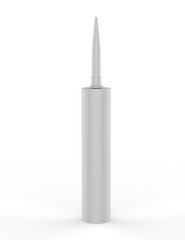 Blank industrial adhesives silicone sealant glue for branding and mock up design. 3d render illustration.