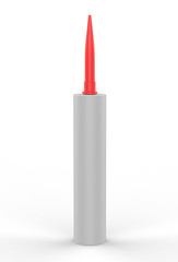 Blank industrial adhesives silicone sealant glue for branding and mock up design. 3d render illustration.