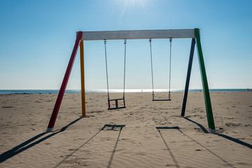 Empty Beaches in Grado on a sunny Winterday