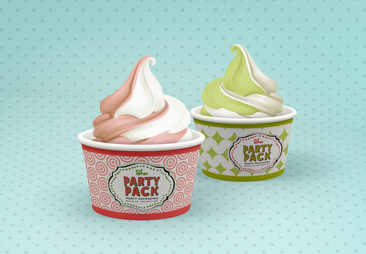 2 Party Ice Cream Paper Cups Mockup