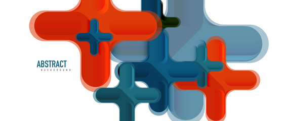 Glossy multicolored plastic style cross composition, x shape design, techno geometric modern abstract background. Trendy abstract layout template