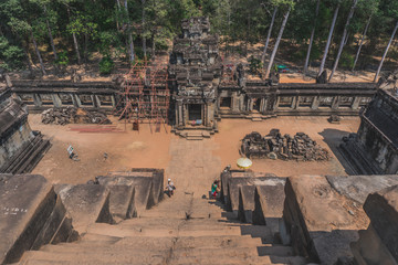 Ancient Angkor Wat Ruins Panorama. Eastern Mebon Temple. Siem Reap, Cambodia 